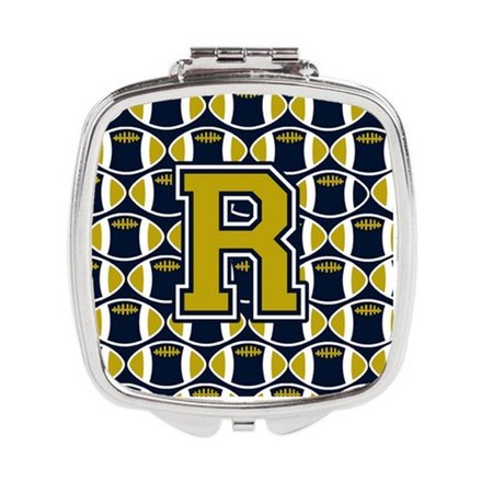 CAROLINES TREASURES Letter R Football Blue and Gold Compact Mirror, 3 x 0.3 x 2.75 in. CJ1074-RSCM